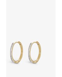 Monica Vinader - Riva Wave 18ct Yellow -plated Vermeil Sterling-silver And 0.06ct Round-cut Diamond Hoop Earrings - Lyst