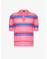 DSquared² - Striped Mohair Wool-blend Knitted Polo Shirt - Lyst