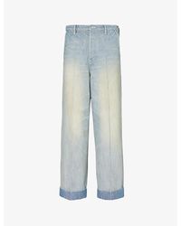 KENZO - Brand-patch Faded-wash Straight-leg Jeans - Lyst