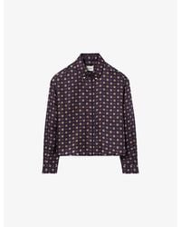 Claudie Pierlot - Long-Sleeved Abstract-Print Silk Shirt - Lyst