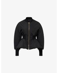 Alaïa - Peplum-Hem Woven Bomber Jacket - Lyst