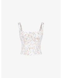 House Of Cb - Chicca Floral-print Woven Corset Top - Lyst