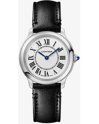 Cartier - Crwsrn0030 Ronde Must De Stainless-steel And Vegan-leather Quartz Watch - Lyst