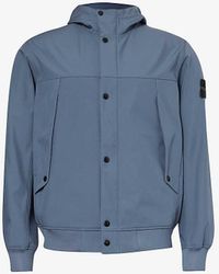 Stone Island - Logo-badge Funnel-neck Stretch-woven Hooded Jacket X - Lyst