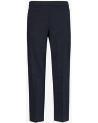 Theory - Treeca Pull-on Tapered-leg Mid-rise Linen-blend Trousers - Lyst