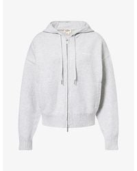 ADANOLA - Logo-Embroidered Zip-Up Cotton-Knit Hoody - Lyst
