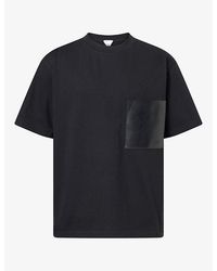 Bottega Veneta - Leather-Pocket Cotton T-Shirt - Lyst