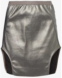 Rick Owens - High-rise Metallic Leather Mini Skirt - Lyst