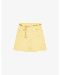 Maje - Chain-Belt Side-Pocket Tweed Shorts - Lyst