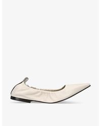 Brunello Cucinelli - Pointed-toe Bead-embellished Leather Ballet Flats - Lyst