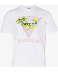 Casablancabrand - Tennis Club Graphic-print Cotton-jersey T-shirt Xx - Lyst