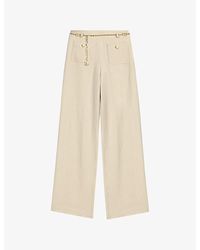 Maje - Chain-Belt Wide-Leg Mid-Rise Woven Trousers - Lyst