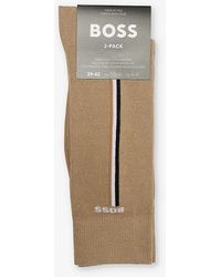 BOSS - Iconic Logo-print Pack Of Two Stretch-cotton Blend Socks - Lyst