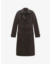 The Kooples - Double-Breasted Leather Trench Coat - Lyst