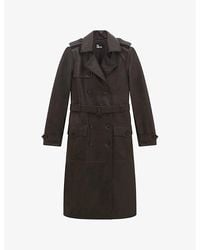 The Kooples - Double-Breasted Leather Trench Coat - Lyst