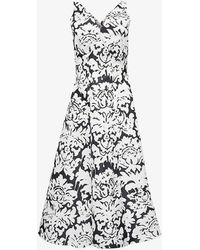 Alexander McQueen - Floral-print V-neck Woven Midi Dress - Lyst