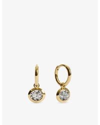 Monica Vinader - Oval 18Ct Vermeil And Lab Grown Diamond Huggie Earrings - Lyst
