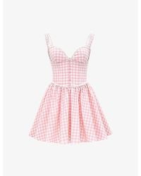 House Of Cb - Brigitte Print Corset Linen-Blend Mini Dress - Lyst