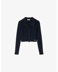 Sandro - Brand-Embroidered Cropped Knitted Cardigan - Lyst