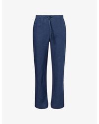 120% Lino - Straight-Leg Drawstring Linen Trousers - Lyst