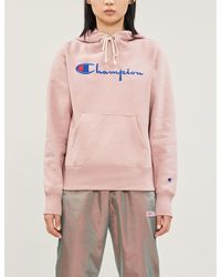 Champion Logo-embroidered Cotton-jersey Hoody - Pink