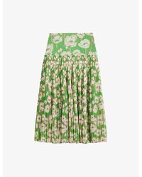 Ted Baker - Maryin Floral-print Pleated Recycled Polyester-blend Midi Skirt - Lyst