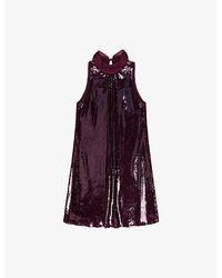 Ro&zo - Freya Halterneck Sequin-Embellished Mini Dress - Lyst