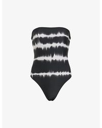 AllSaints - Curtis Bandeau Tie-dye Print Swimsuit - Lyst