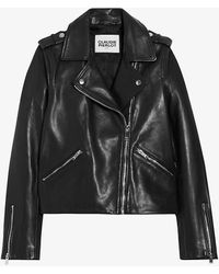 Claudie Pierlot - Cuzia Pointed-collar Slim-fit Leather Biker Jacket - Lyst