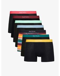Paul Smith - Branded-waistband Pack Of Seven Stretch Organic-cotton Trunks - Lyst