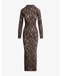 Skims Soft Lounge Lace Scoop Neck Long Dress in Blue | Lyst UK Skims Soft Lounge Lace Scoop Neck Long Dress in Blue | Lyst UK
