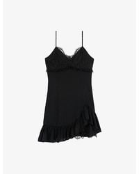 The Kooples - Lace-Embroidered Frill-Hem Woven Mini Dress - Lyst