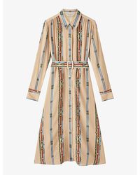 LK Bennett - Kate Archive-print Woven Midi Dress - Lyst