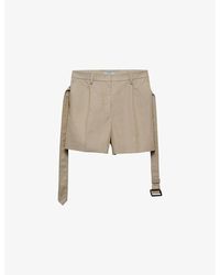 Prada - Belted-Waist High-Rise Cotton Bermuda Shorts - Lyst