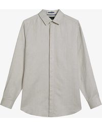 Ted Baker - Jasperr Regular-fit Long-sleeve Linen-blend Shirt - Lyst