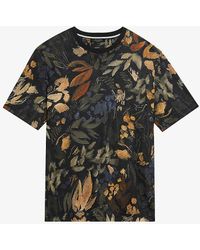 Ted Baker - Col Allpine Graphic-print Linen T-shirt - Lyst