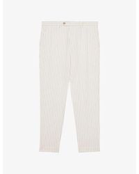 Reiss - Easton Pinstriped Straight-Leg Woven Trousers - Lyst