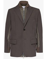 Sacai - Notched-lapel Padded-shoulder Relaxed-fit Woven Jacket - Lyst