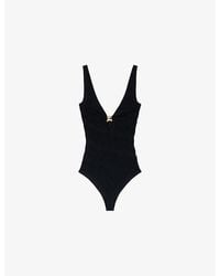 Sandro - Hardware-Embellished V-Neck Stretch-Woven Body - Lyst