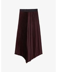 AllSaints - Jax Pleated Satin Midi Skirt - Lyst