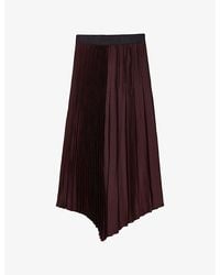 AllSaints - Jax Pleated Satin Midi Skirt - Lyst