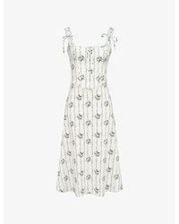 House Of Cb - Dionne Corseted Stretch-Cotton Midi Dress - Lyst