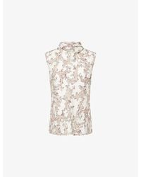ME+EM - Floral-Print Sleeveless Silk Top - Lyst