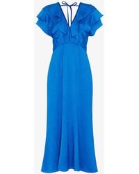 Whistles - Adeline Frill Stretch-woven Midi Dress - Lyst