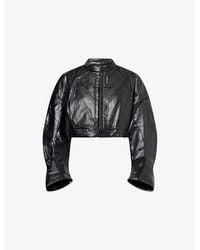 Nii HAI - Boxy-Fit Cropped Faux-Leather Jacket - Lyst