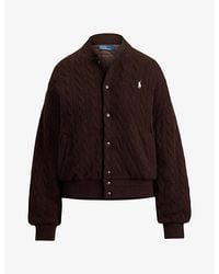Polo Ralph Lauren - Logo-Embroidered Cable-Knit Wool And Cashmere Bomber Jacket - Lyst