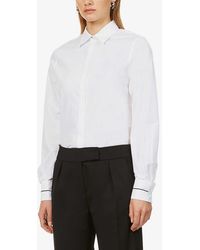 Eleventy Womens Bianco Classic Cotton-poplin Shirt 6 - White
