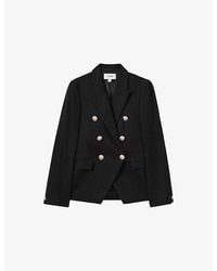 Reiss - Tally Double-Breasted Tailored Wool-Blend Blazer - Lyst