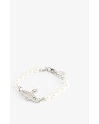 Vivienne Westwood - Mini Bas Relief Silver-tone Brass And Glass-pearl Bracelet - Lyst