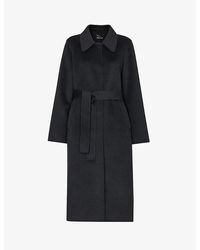 Whistles - Nell Belted Single-breasted Wool-blend Coat - Lyst